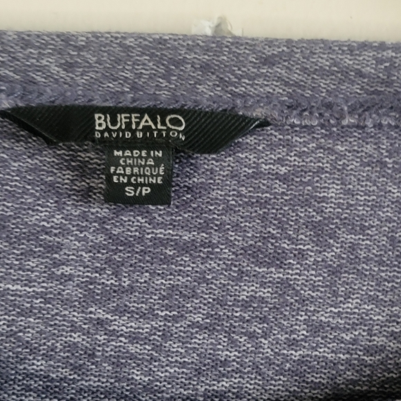 Buffalo David Bitton Womens Heathered Blue puffy sleeve shirt - Picture 2 of 4